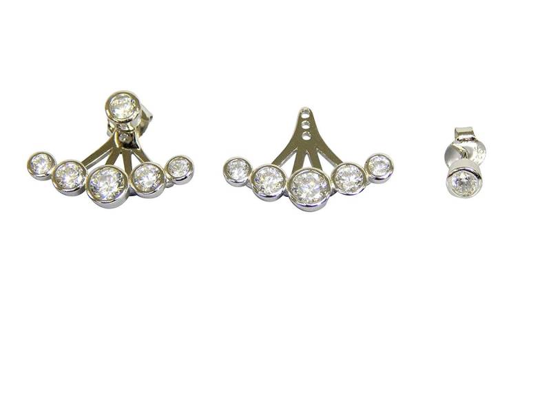 sterling Silber Cz Vorderseite Zurück Bolzen Und Jacke Ohrringe von BeauteFashionShop
