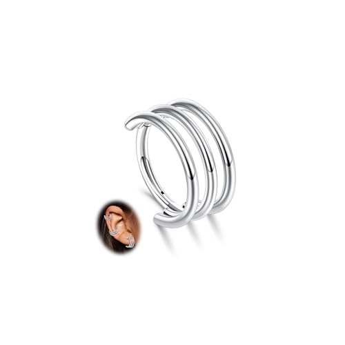 Beautidots G23 Titan Conch Piercing Schmuck Knorpelohrringe 16G CZ Doppel-/Dreifach-Creolen Tragus Daith Helix Ohrringe für Frauen Clicker Septum Ringe 8 mm 10 mm 12 mm, 16G-8MM, Titan, Kein Edelstein von Beautidots
