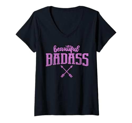 Damen Schönes Badass-T-Shirt für Damen | Geschenk für Mädchen T-Shirt mit V-Ausschnitt von Beautiful Badass Womens TShirt | Girls Gift