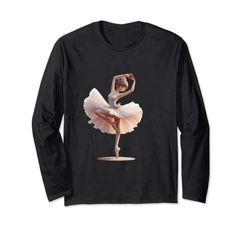 Schöne Ballerina-Mädchen, tanzendes Ballett, Aquarell Langarmshirt von Beautiful Ballerina Girl Dancing Ballet Watercolor