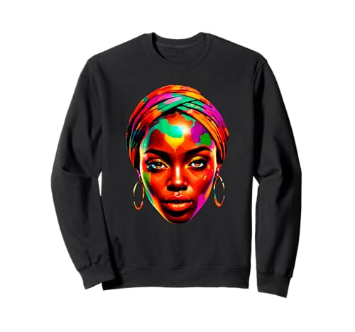 Afrikanische Mode Kopfbedeckung Mädchen Sweatshirt von Beautiful Colorful African Woman Face
