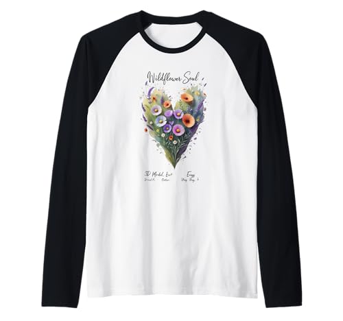 Schönes Blumenherz, lustiges Unisex-Design für Männer und Frauen Raglan von Beautiful Flower Heart Funny Unisex Design Tee