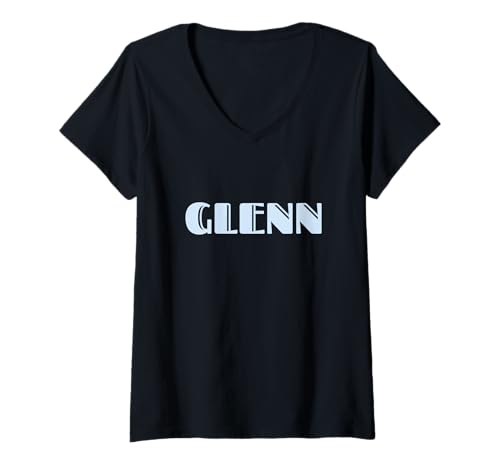 Damen First Name Glenn Vintage Art Deco Light Blue/Lavender Font T-Shirt mit V-Ausschnitt Damen First Name Glenn Vintage Art Deco Light Blue/Lavender Font T-Shirt mit V-Ausschnitt von Beautiful Forename Gift Ideas Given Name Glenn
