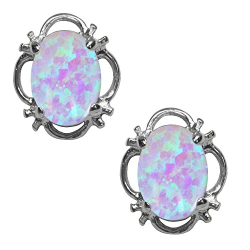 BJC® 9 ct Weiß Gold Zuchtperlen Opal 1,50 Karat oval filigran Ohrstecker Marke New mit Nieten Box von Beautiful Jewellery Company