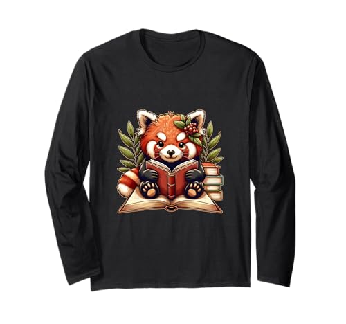 Red Panda liest Bücher Pandas Cottagecore Aesthetic Kids Langarmshirt von Beautiful Red Pandas Natures Animal