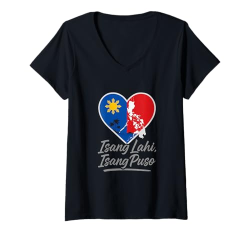 Damen Isang Lahi, Isang Puso – Philippinisches Herz T-Shirt mit V-Ausschnitt Damen Isang Lahi, Isang Puso – Philippinisches Herz T-Shirt mit V-Ausschnitt von Beautiful World