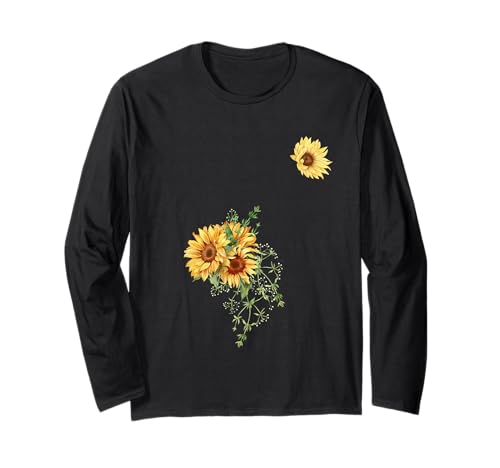 Schönes gelbes Blumen-lustiges Unisex-Design für Herren und Damen Langarmshirt von Beautiful Yellow Flower Funny Unisex Design Tee