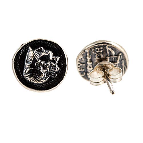 Athena Göttin der Weisheit Ohrringe Replik griechische Münze Mythologie Rustikal von BeautifulGreekStatues