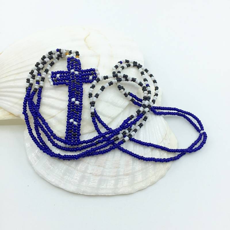 Handgefertigter Zulu Schmuck - Christliche Perlenkette Circa 1980Er Jahre Traditionelle Perlenarbeit Mit Einem Großen Kreuz Anhänger Stammes Aus Handgefertigter Zulu Schmuck - Christliche Perlenkette Circa 1980Er Jahre Traditionelle Perlenarbeit Mit Einem Großen Kreuz Anhänger Stammes Aus von BeautifulPangea
