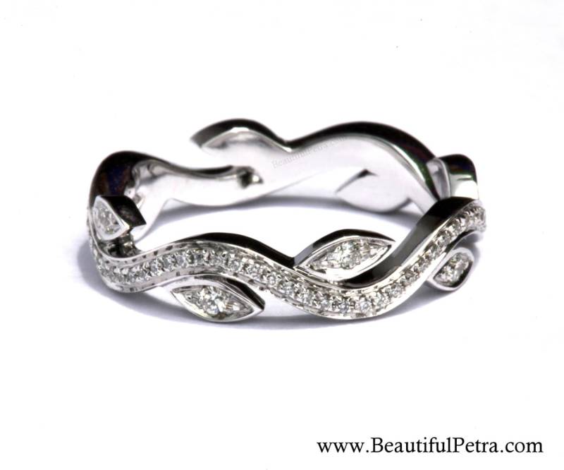 Eternity Hochzeit Band Mit Blatt - Blume Diamant Ranke Rechte Hand Ring Fl07 von BeautifulPetra