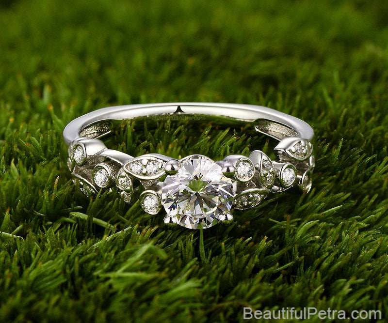 Floraler Ring - Wunderschöne Petra Ringe 14K 18K Platin Weiß Gelb Roségold Bp046 von BeautifulPetra