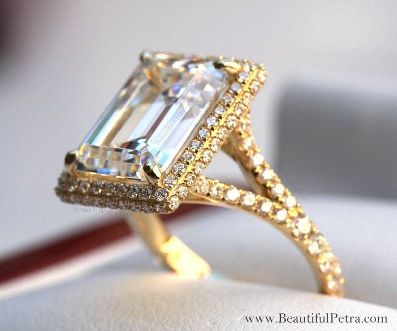 Gia Zertifiziert - 4 Karat Diamant Im Smaragdschliff Verlobungsring 18K Gelbgold Luxus Verlobung Ehering Bph027 von BeautifulPetra