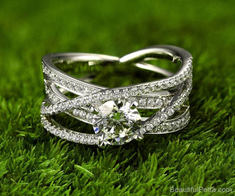 Multi Band Verlobungsring - Schöne Petra Ringe 14K 18K Platin Braut Hochzeiten Bp040 von BeautifulPetra