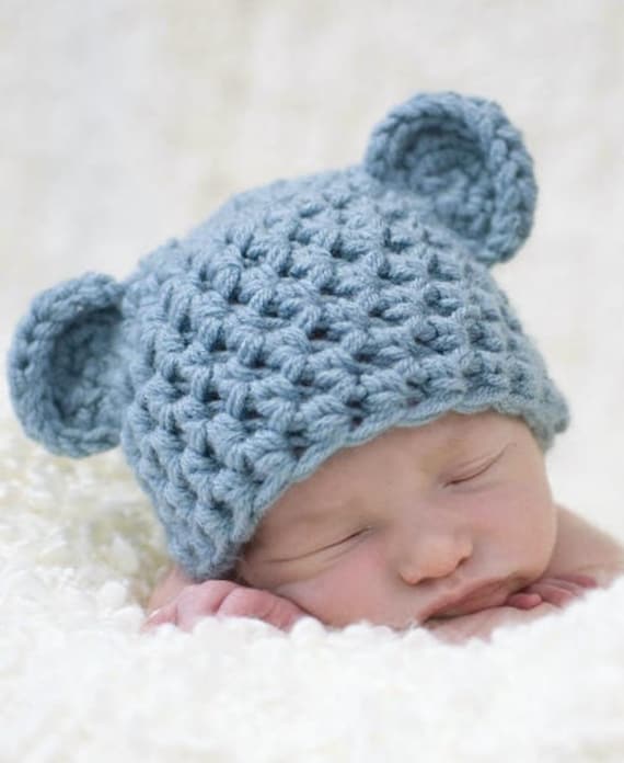 Blaue Handgemachte Neugeborenen Teddy Bär Mütze Blaue Handgemachte Neugeborenen Teddy Bär Mütze von BeautifulPhotoProps