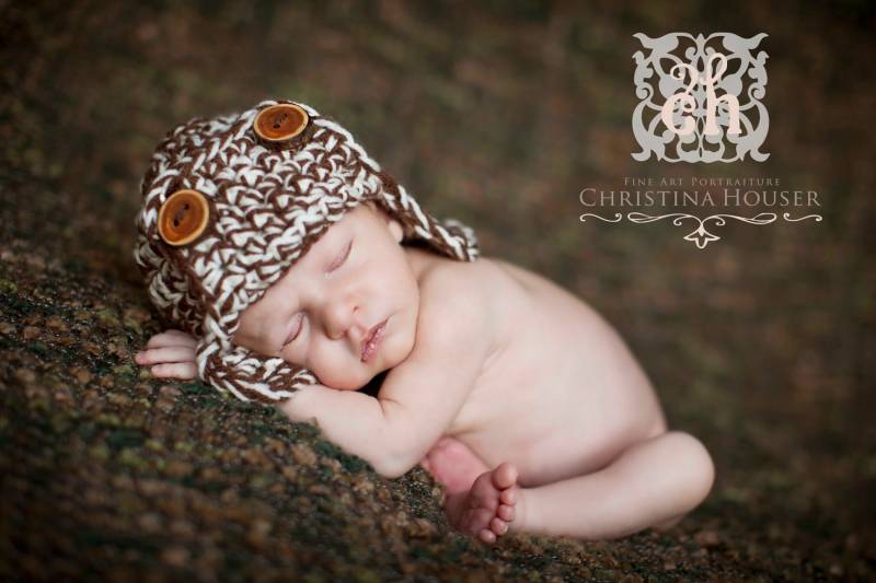 Braun Weiße Aviator Bomber Mütze Newborn von BeautifulPhotoProps