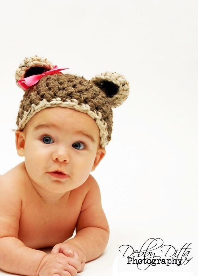 Little Miss Baby Bear Newborn Teddy Mütze in Braun von BeautifulPhotoProps