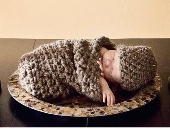 Neugeborenen Cocoon Hut Set Braun Barley Neugeborenen Cocoon Hut Set Braun Barley von BeautifulPhotoProps