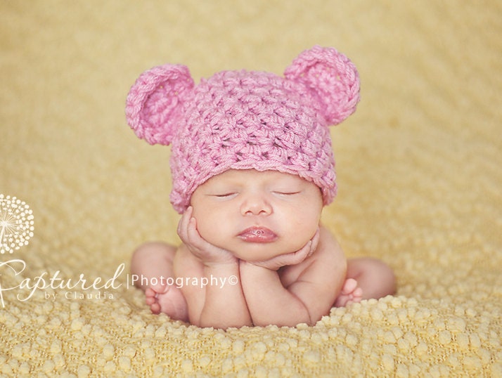 Neugeborenen Rosa Teddybär Mütze Neugeborenen Rosa Teddybär Mütze von BeautifulPhotoProps