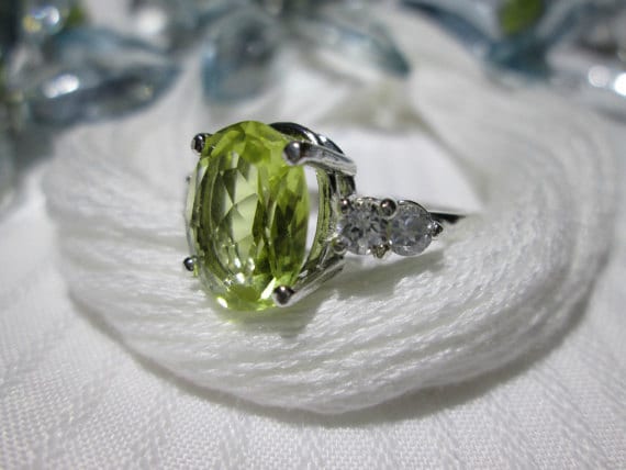 Funkelnde 2, 75 Ct Grün Gold Quarz-Ring ~ 925 Sterling Silber 6 3/4 Größe von BeautifulSeconds