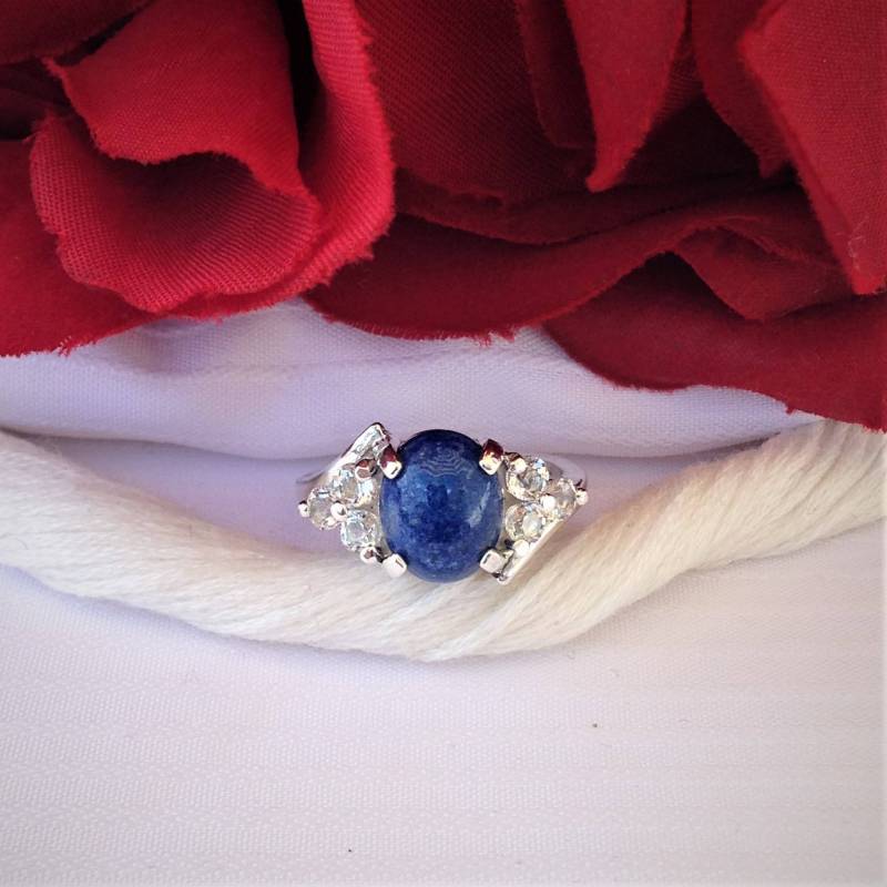 Funkelnde Lapis Akzentuiert Ring ~ 925 Sterling Silber Größe 6, 75 von BeautifulSeconds