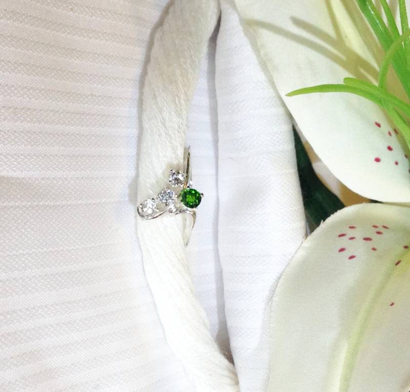 Schimmernde Akzentuiert, Chromdiopsid Und Zirkon Ring ~ 925 Sterling Silber Größe 8 von BeautifulSeconds