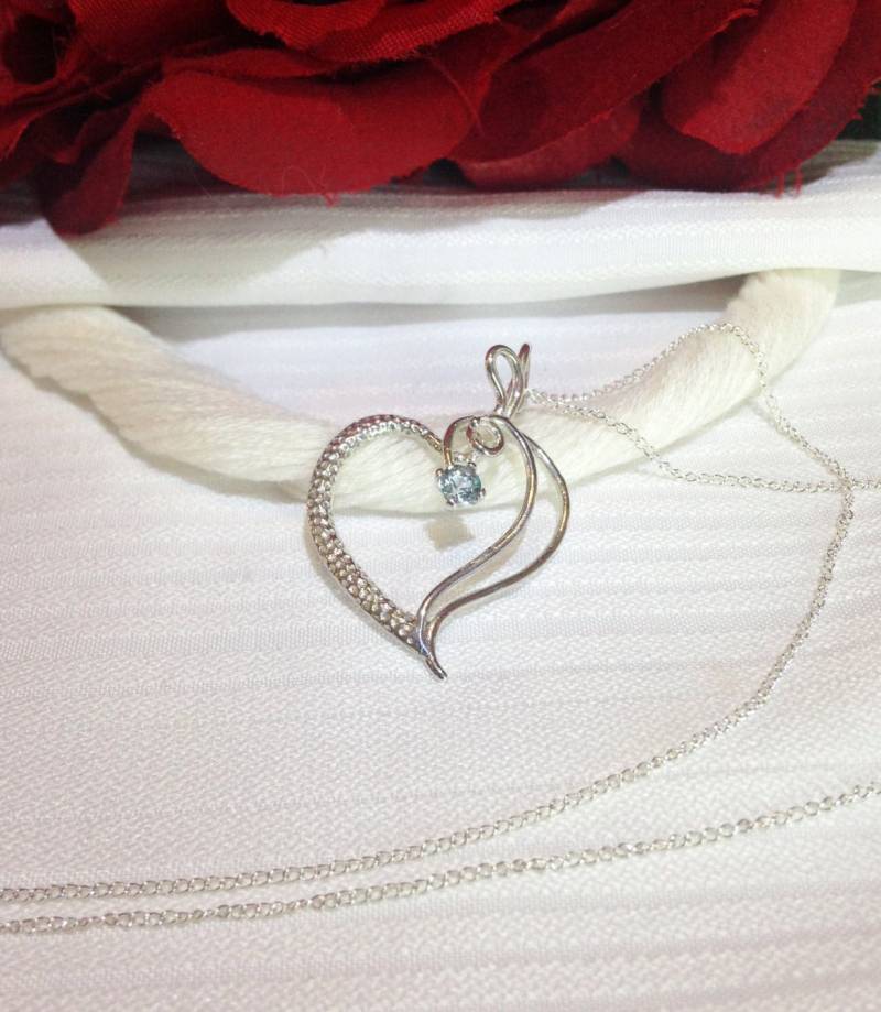 Schöne Aquamarin Herz-Anhänger Und Kette ~ 925 Sterling Silber von BeautifulSeconds