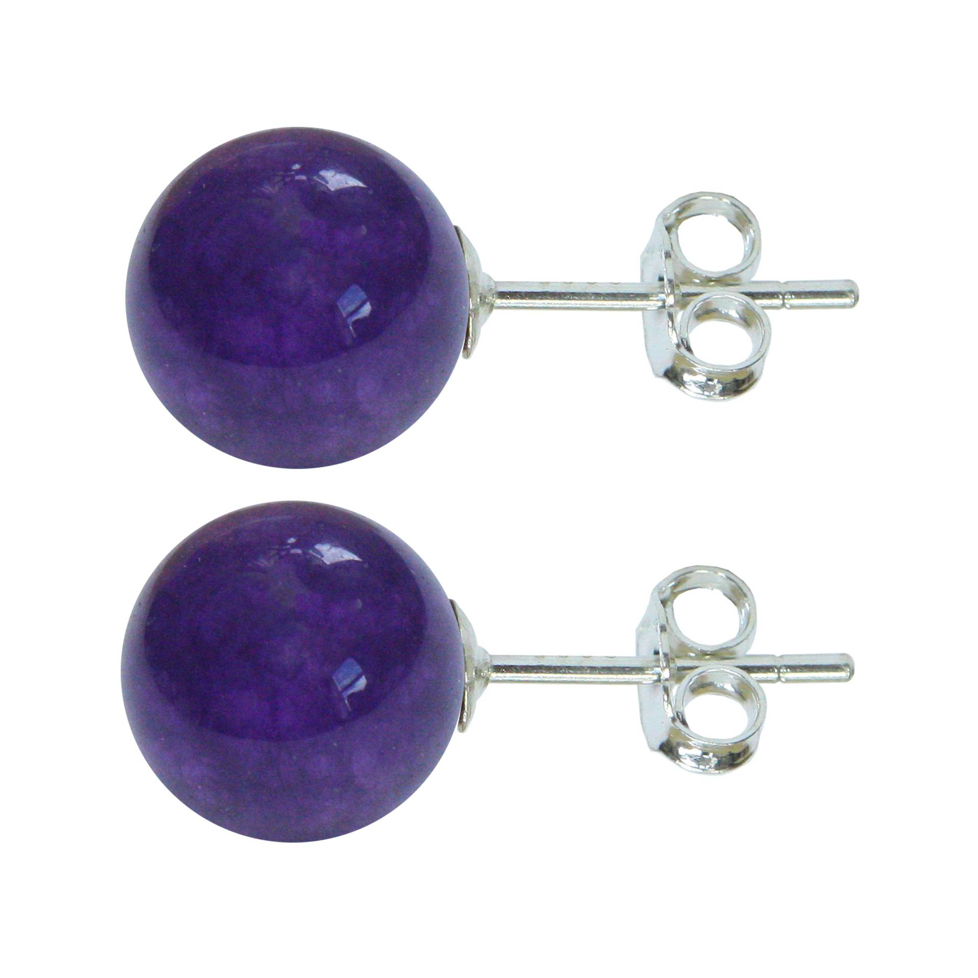 sterling Silber Amethyst 8 Mm Kugel Ohrstecker Mit Schmetterlingsverschlüssen Hochwertige, in Großbritannien Hergestellte Schmuckstücke von Beautifuljewelleryco
