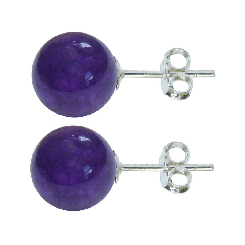 sterling Silber Amethyst 8 Mm Kugel Ohrstecker Mit Schmetterlingsverschlüssen Hochwertige, in Großbritannien Hergestellte Schmuckstücke von Beautifuljewelleryco