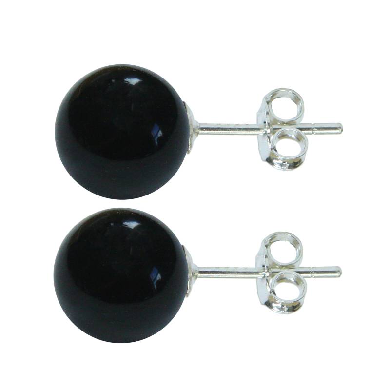 sterling Silber Schwarzer Onyx 8 Mm Ball Ohrstecker Mit Schmetterlingsverschlüssen Hochwertiger, in Großbritannien Hergestellter Schmuck von Beautifuljewelleryco