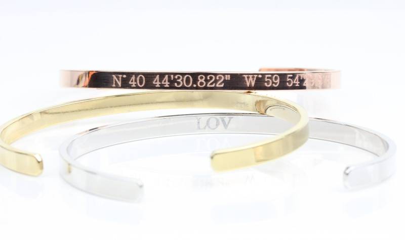 Armreif Koordinaten Armbänder, Personalisierter Name Gold Roségold Silber Gps Armbänder. Namensschild Armband. Brautjungfern Hochzeitsgeschenk von BeautizJewelry