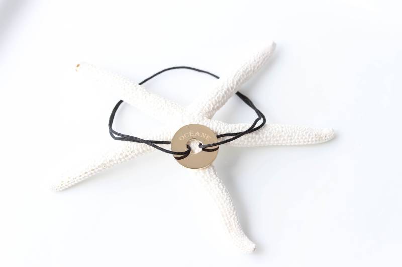 Vergoldetes Washer Armband Benutzerdefinierte Sterling Silber Scheibe, Verstellbares Lederband von BeautizJewelry