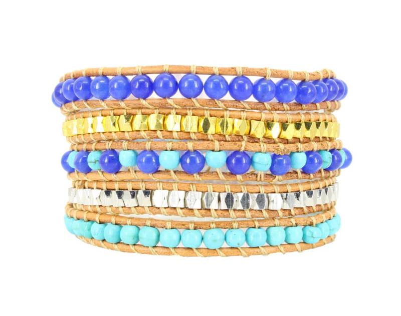 Wickelarmband. Boho Armband. Lapis Lazuli Halbedelstein Leder Armband Goldperlen, Goldenen Perlen Fünf 5 X Mütter Tag Geburtstagsgeschenke von BeautizJewelry