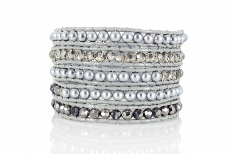 Boho Leder Wickelarmband Swarovski Kristalle & Perlenperlen von BeautizJewelry