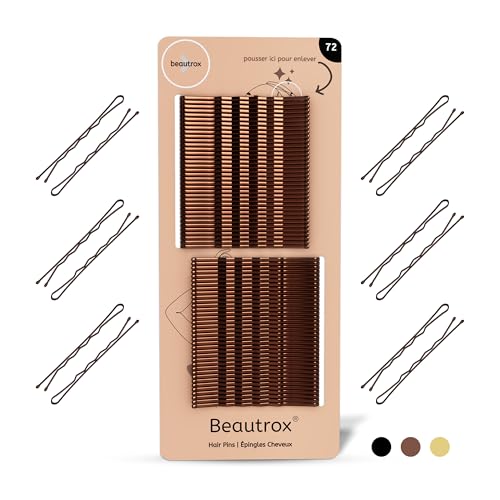 Beautrox Haarnadel für Damen oder Mädchen, 72 Stück, Braun, 5,5 cm, Haarspange für Damen, aus Edelstahl, geeignet für alle Haarlängen und -stärken von Beautrox