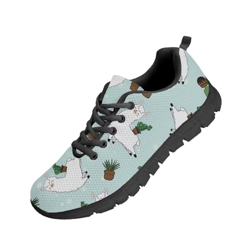 Beauty Collector Alpaca Cactus Sky Blue Tennis Shoes for Women Sports Fashion Sneaker Black Sole Beauty Collector Alpaca Cactus Sky Blue Tennis Shoes for Women Sports Fashion Sneaker Black Sole von Beauty Collector