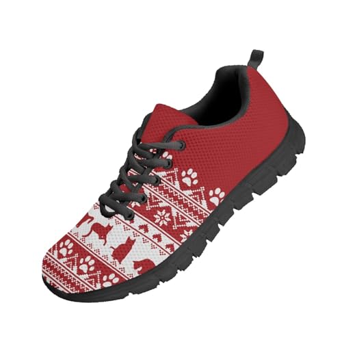 Beauty Collector Cat Paw Bohemia Red Women's Walking Shoes Lace-up Running Sneakers Black Sole von Beauty Collector