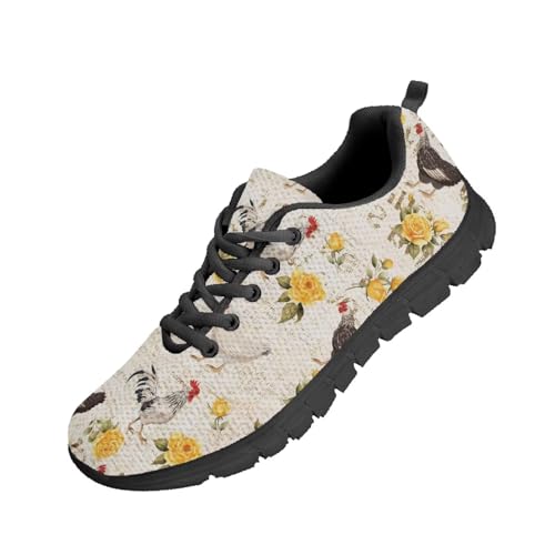 Beauty Collector Chicken Yellow Flower Tennis Shoes for Women Sports Fashion Sneaker Black Sole von Beauty Collector