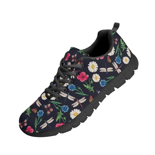 Beauty Collector Dragonfly Butterfly Daisy Navy Tennis Shoes for Women Sports Fashion Sneaker Black Sole Beauty Collector Dragonfly Butterfly Daisy Navy Tennis Shoes for Women Sports Fashion Sneaker Black Sole von Beauty Collector