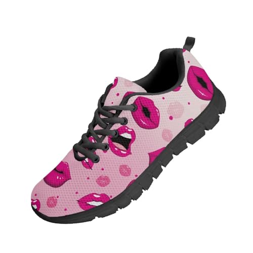 Beauty Collector Hot Pink Lips Tennis Shoes for Women Sports Fashion Sneaker Black Sole Beauty Collector Hot Pink Lips Tennis Shoes for Women Sports Fashion Sneaker Black Sole von Beauty Collector