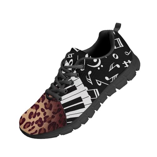 Beauty Collector Leopard Piano Music Tennis Shoes for Women Sports Fashion Sneaker Black Sole von Beauty Collector