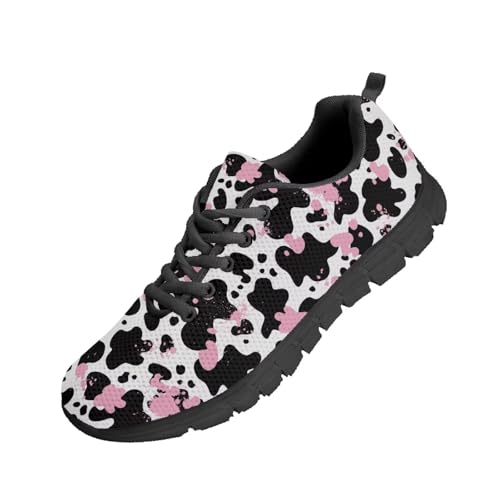 Beauty Collector Pink Black Cow Spotted Tennis Shoes for Women Sports Fashion Sneaker Black Sole Beauty Collector Pink Black Cow Spotted Tennis Shoes for Women Sports Fashion Sneaker Black Sole von Beauty Collector