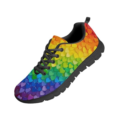 Beauty Collector Rainbow Hearts Women's Walking Shoes Lace-up Running Sneakers Black Sole Beauty Collector Rainbow Hearts Women's Walking Shoes Lace-up Running Sneakers Black Sole von Beauty Collector