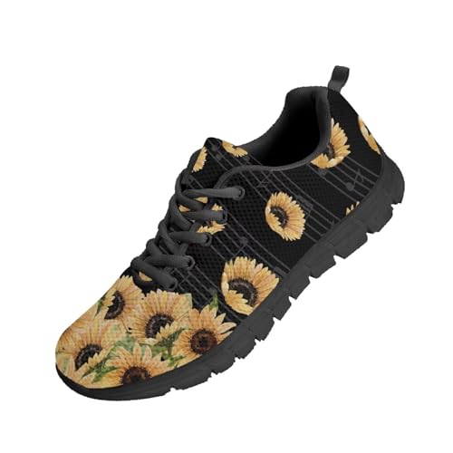 Beauty Collector Sunflower Musical Note Black Women's Walking Shoes Lace-up Running Sneakers Black Sole Beauty Collector Sunflower Musical Note Black Women's Walking Shoes Lace-up Running Sneakers Black Sole von Beauty Collector