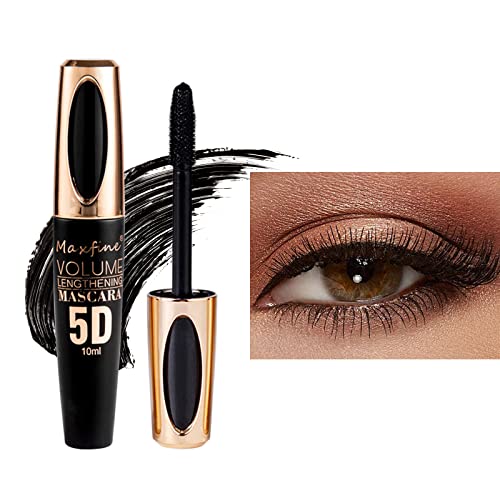 5D Silk Fiber Mascara Waterproof Long-Lasting Not Blooming Eye Lashes Mascara Thick Curling Lengthening Volume Mascara Fast Dry Eyelashes Curls Extension Make-Up #01 Black von Beauty Glazed