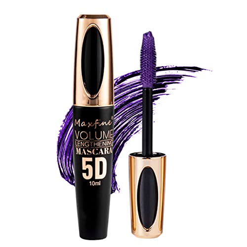 5D Silk Fiber Mascara Waterproof Long-Lasting Not Blooming Eye Lashes Mascara Thick Curling Lengthening Volume Mascara Fast Dry False Lash Effect Extension Make-Up #05 Purple von Beauty Glazed