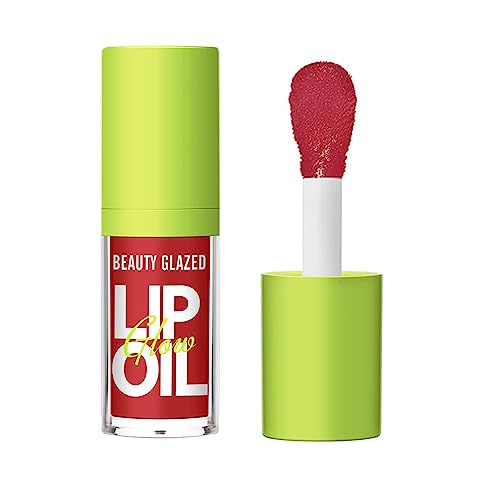 8 Farben Hydrating Plumping Lip Oil, No-Sticky Clear Lip Gloss Transparent Toot Lip Balm Nourishing Lip Grow Oil Tinted for Lip Care, Long Lasting Moisturizing Lip Oil Gloss # 104 LOVE von Beauty Glazed