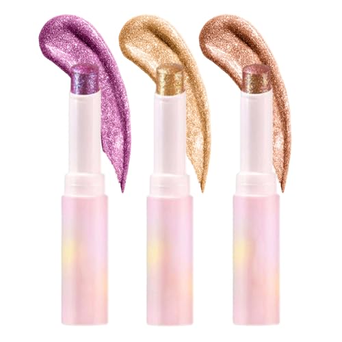 Kristall-Gelee-Glasur Lidschatten-Stift, Hydratisierender Aufheller Highlighter-Stift, Multifunktionales schimmerndes Make-up, leicht zu verblenden (#4-5-6, 3PCS) von Beauty Glazed