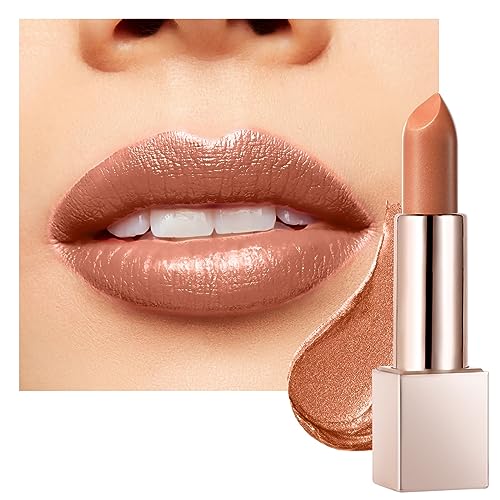 BEAUTY SEARCHER Lippenstift, Metallic Shine Finish Lip Balm Glossy Hydrating Nude Velvet Red Long-Lasting Moisturisation Luxury Lip Stick Makeup # 04 Nude Gold von Beauty Glazed
