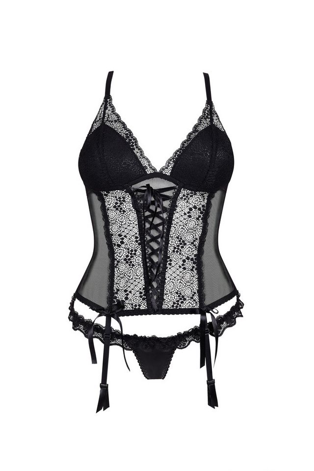 Beauty Night Fashion Corsage Corsage Lauren schwarz mit String transparent Latexlook (Set) von Beauty Night Fashion