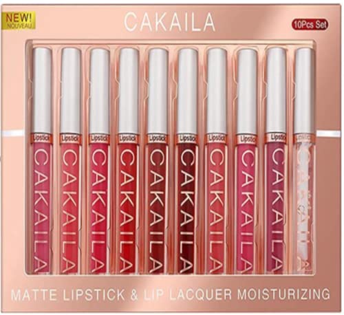 10 Farben Matte Flüssig-Lippenstift Set, Samtiger Nude Flüssig-Lippenstift, Wasserfest Lang anhaltende Feuchtigkeitsspendende Antihaft-Schale Lip Gloss Set (#01) von Beauty Searcher